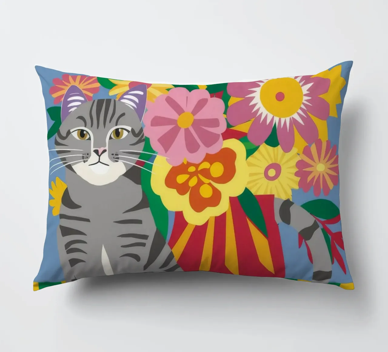 Fiori felini a righe cuscino da Pake Nebula