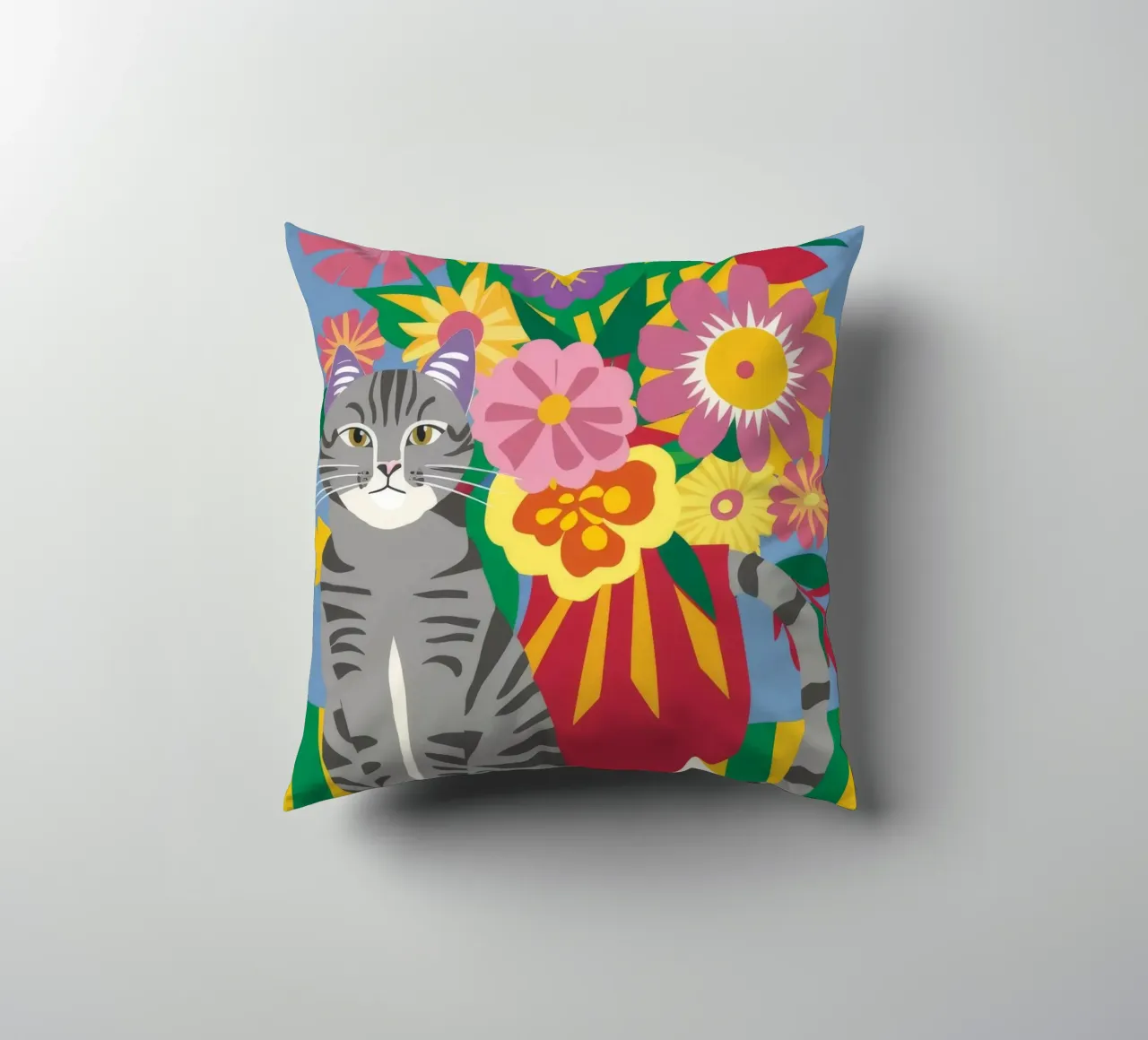 Fiori felini a righe cuscino da Pake Nebula