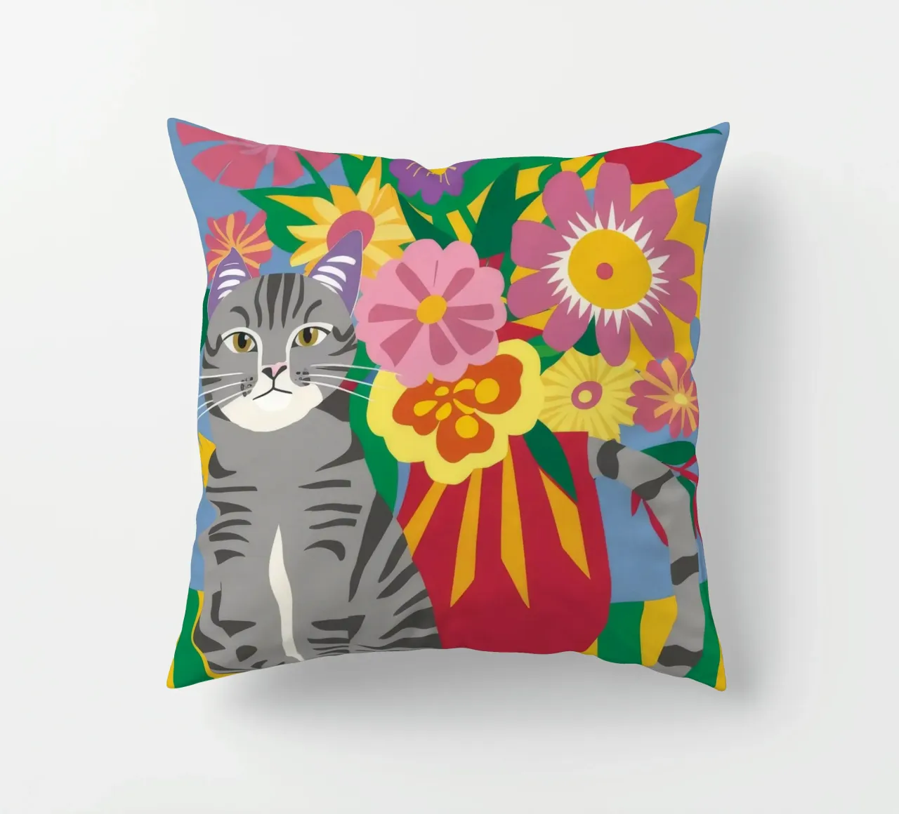 Fiori felini a righe cuscino da Pake Nebula