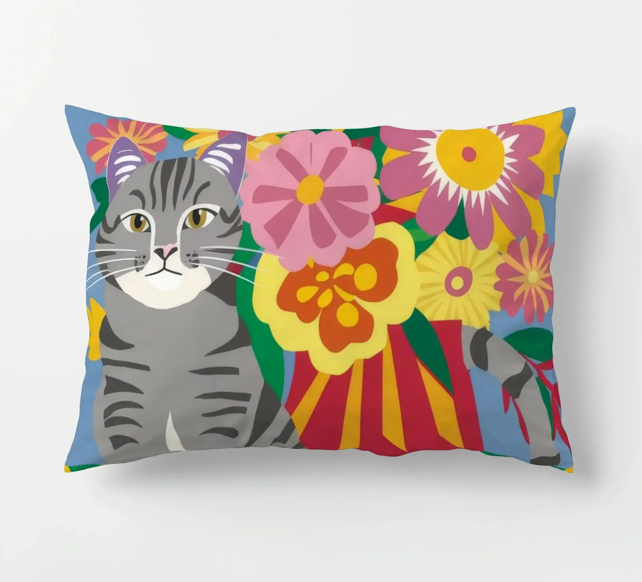 Fiori felini a righe cuscino da Pake Nebula