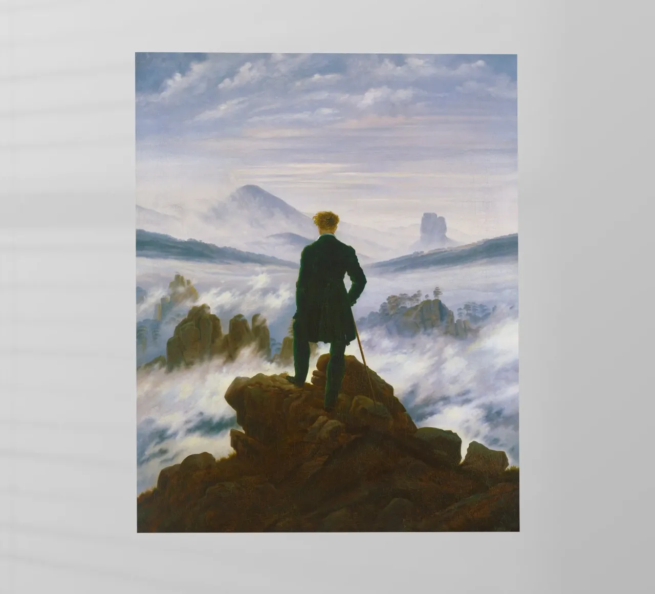"Viandante sopra il mare di nebbia" di Caspar David Friedrich pellicola backlit da Venus Art