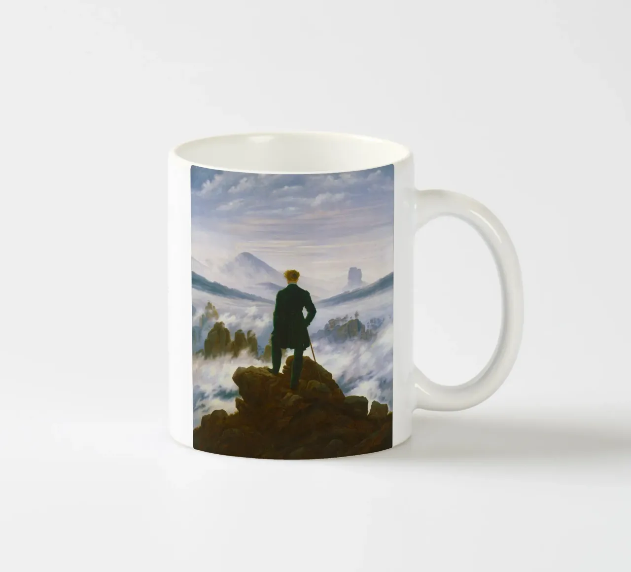 “Wanderer above the Sea of Fog” by Caspar David Friedrich ceramic mug by Venus Art