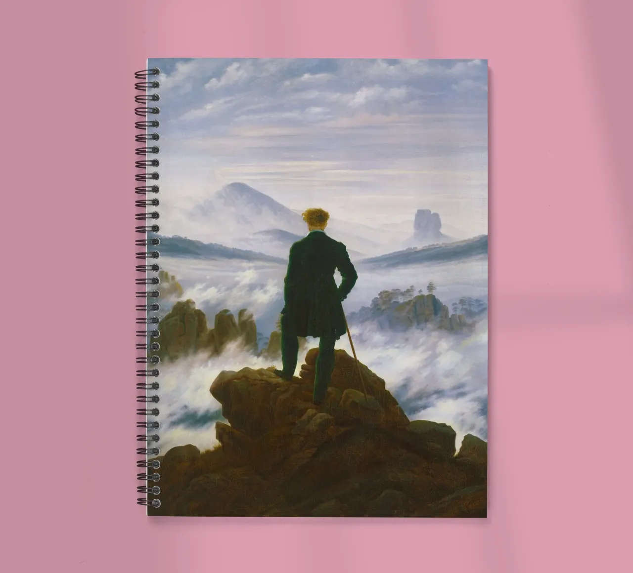 “Wanderer above the Sea of Fog” by Caspar David Friedrich spiral notebook by Venus Art