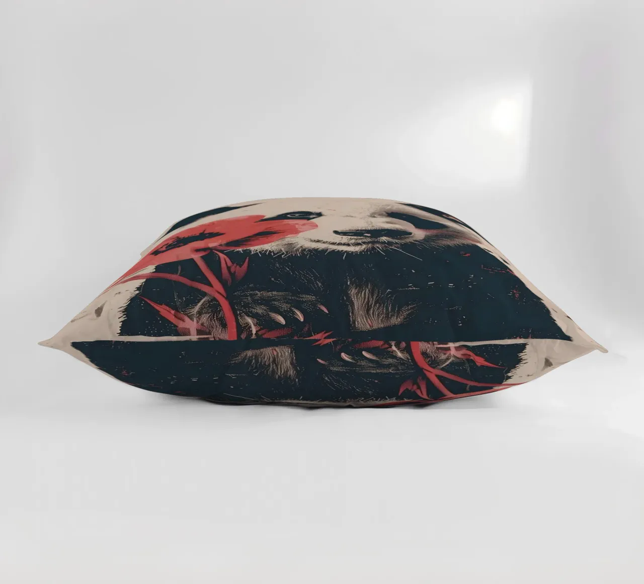 Panda mit Blume Portrait cuscino da WILD ART