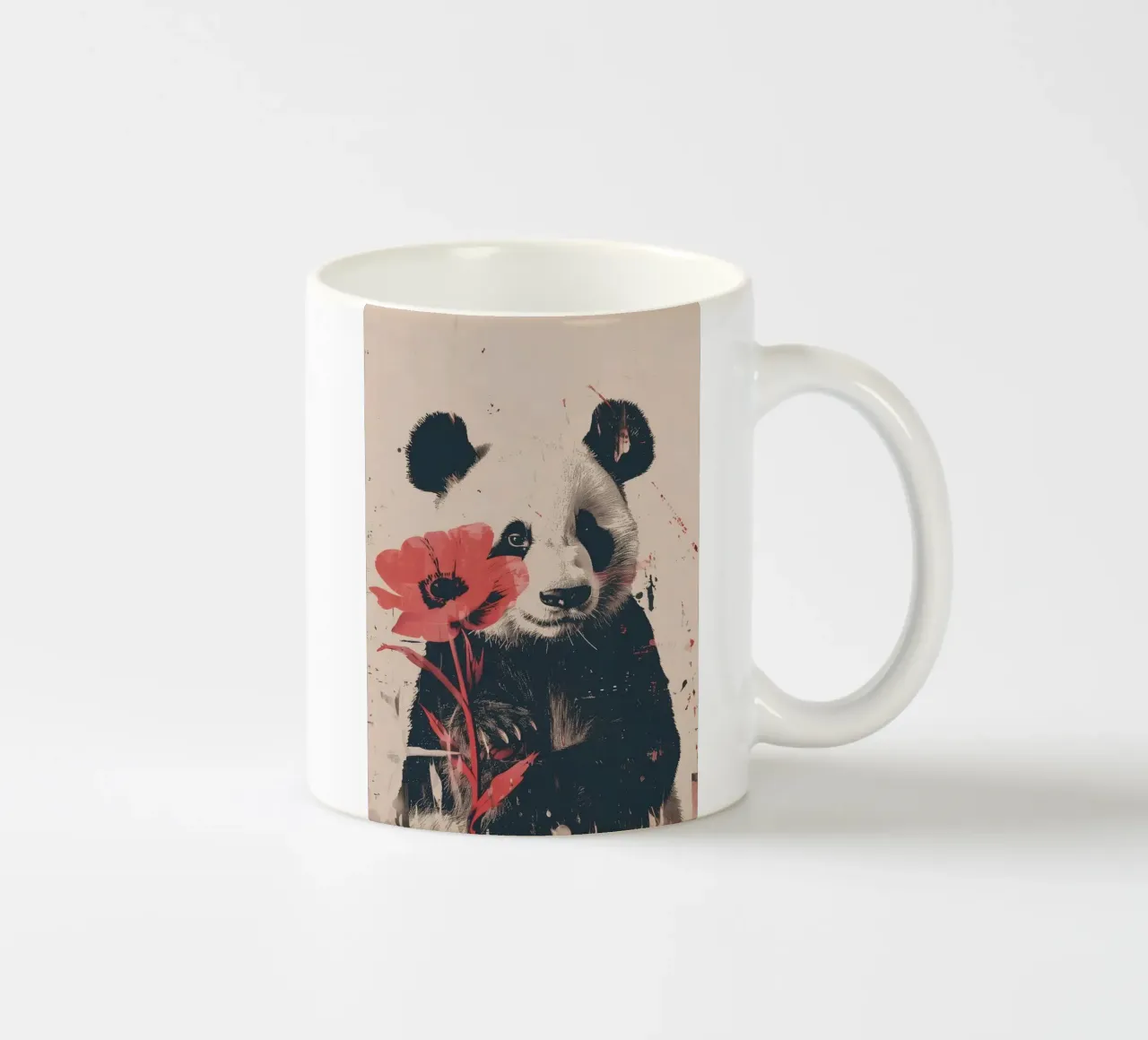 Panda mit Blume Portrait tazza in ceramica da WILD ART