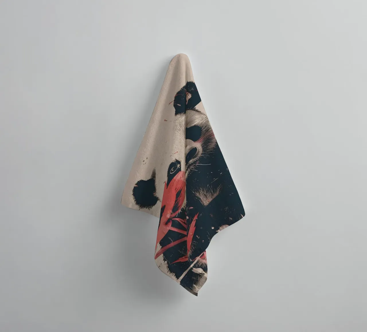 Panda mit Blume Portrait asciugamano da bagno da WILD ART