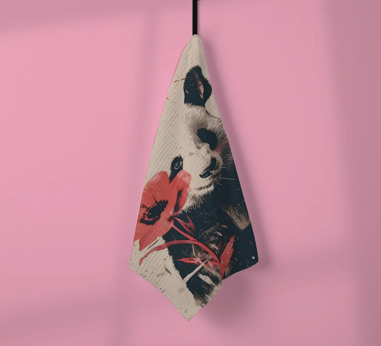 Panda mit Blume Portrait canovaccio da cucina da WILD ART