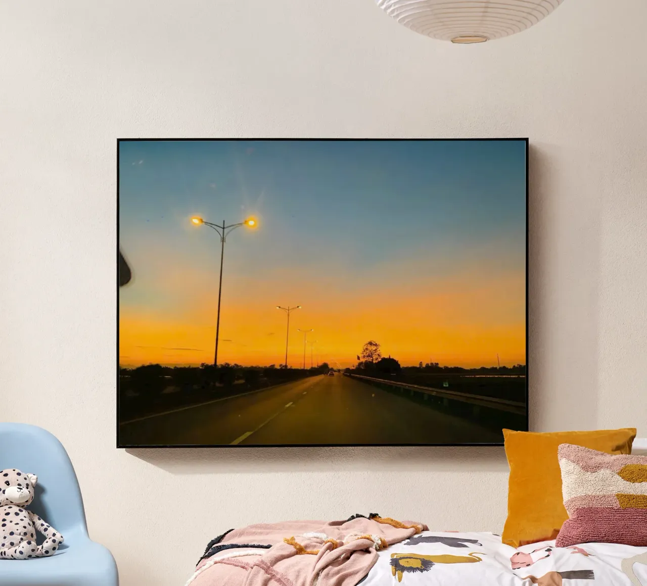 Una strada immersa nella luce del tramonto plexiglass da Earthly Visions