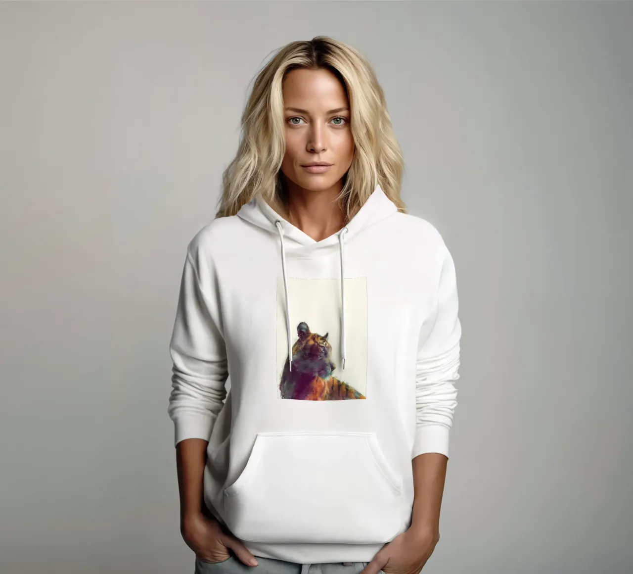 tiger painting looking back at amy hamilton hoodie by kbm store