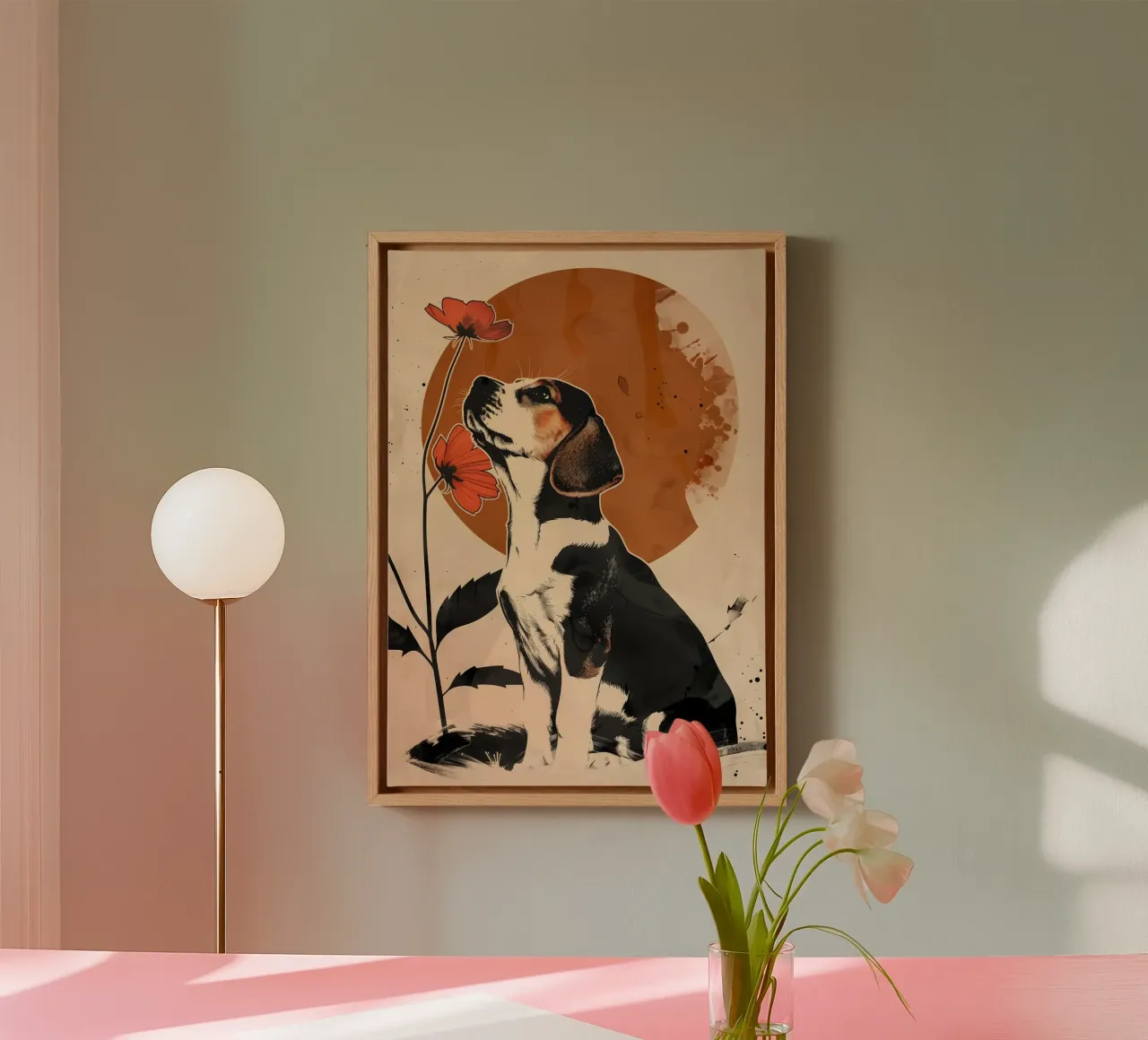 Beagle Vintage Grafik tela con Cornice a cassetta da WILD ART