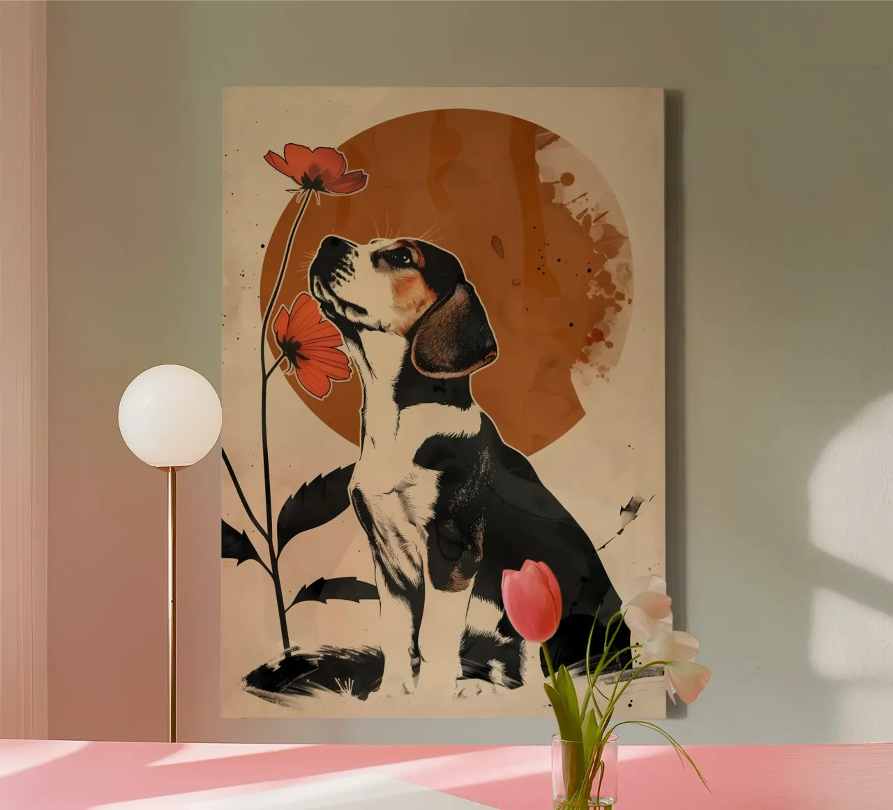 Beagle Vintage Grafik tela con Cornice a cassetta da WILD ART