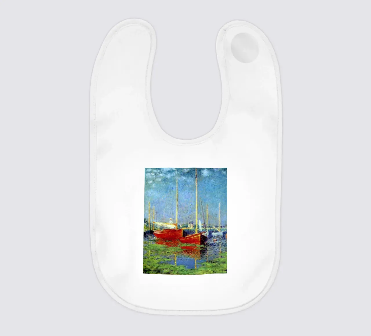 rotes boot verankert in den sumpfgewässern claude monet Babylätzchen von belong shop