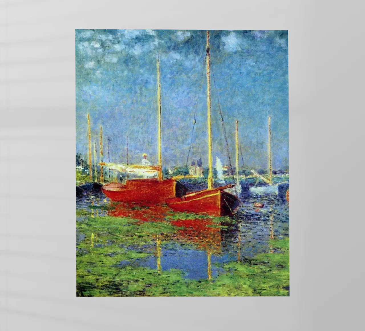 rotes boot verankert in den sumpfgewässern claude monet Backlit Folie von belong shop