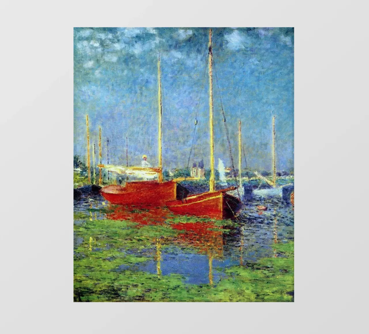 rotes boot verankert in den sumpfgewässern claude monet Backlit Folie von belong shop