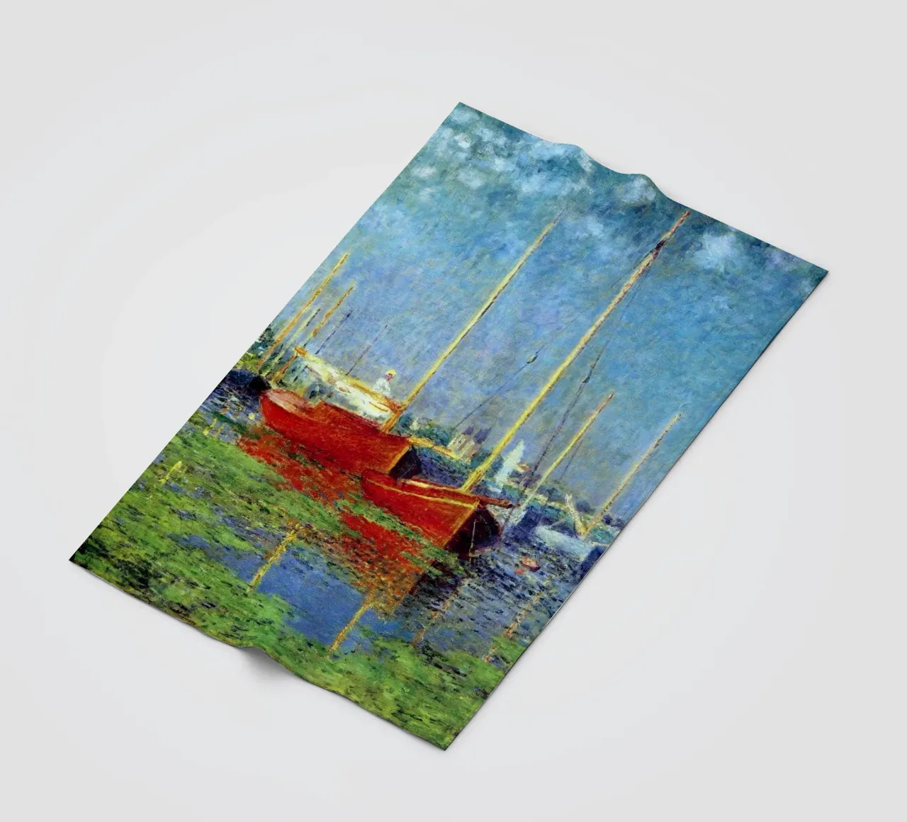 rotes boot verankert in den sumpfgewässern claude monet Fleecedecke von belong shop