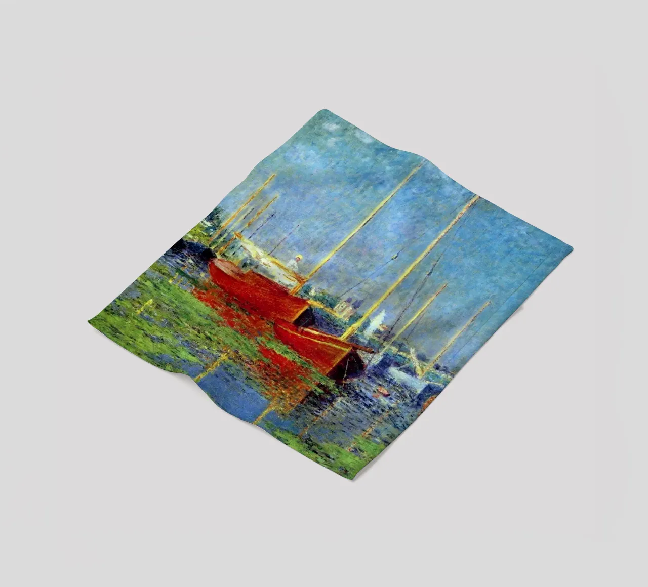 rotes boot verankert in den sumpfgewässern claude monet Fleecedecke von belong shop