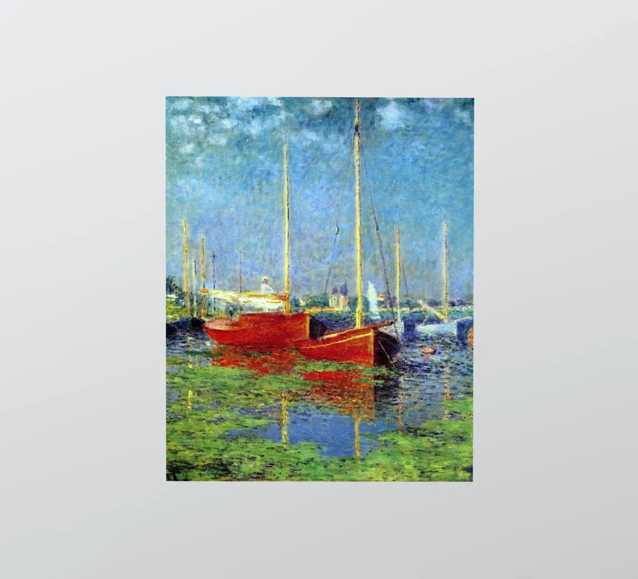 rotes boot verankert in den sumpfgewässern claude monet Sticker von belong shop