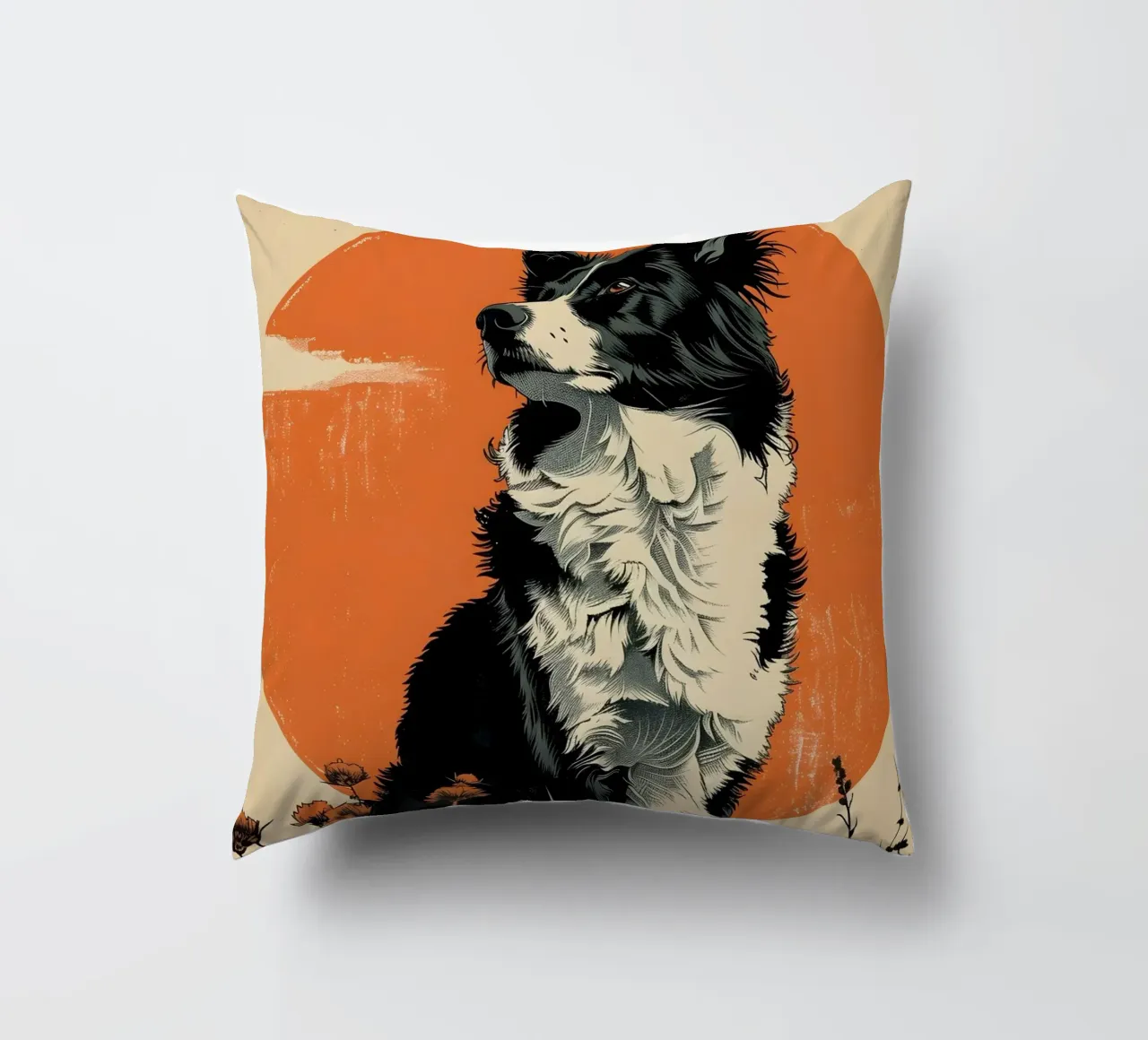 Border Collie Vintage Grafik cuscino da WILD ART