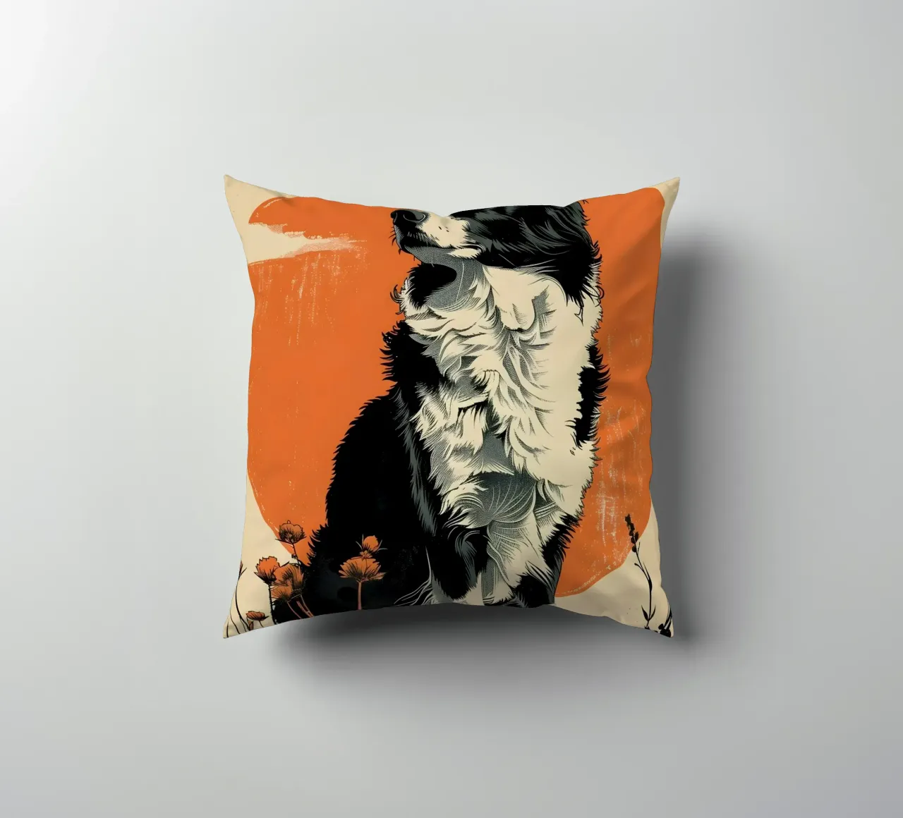 Border Collie Vintage Grafik cuscino da WILD ART