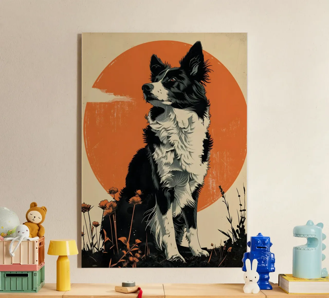 Border Collie Vintage Grafik plexiglass da WILD ART