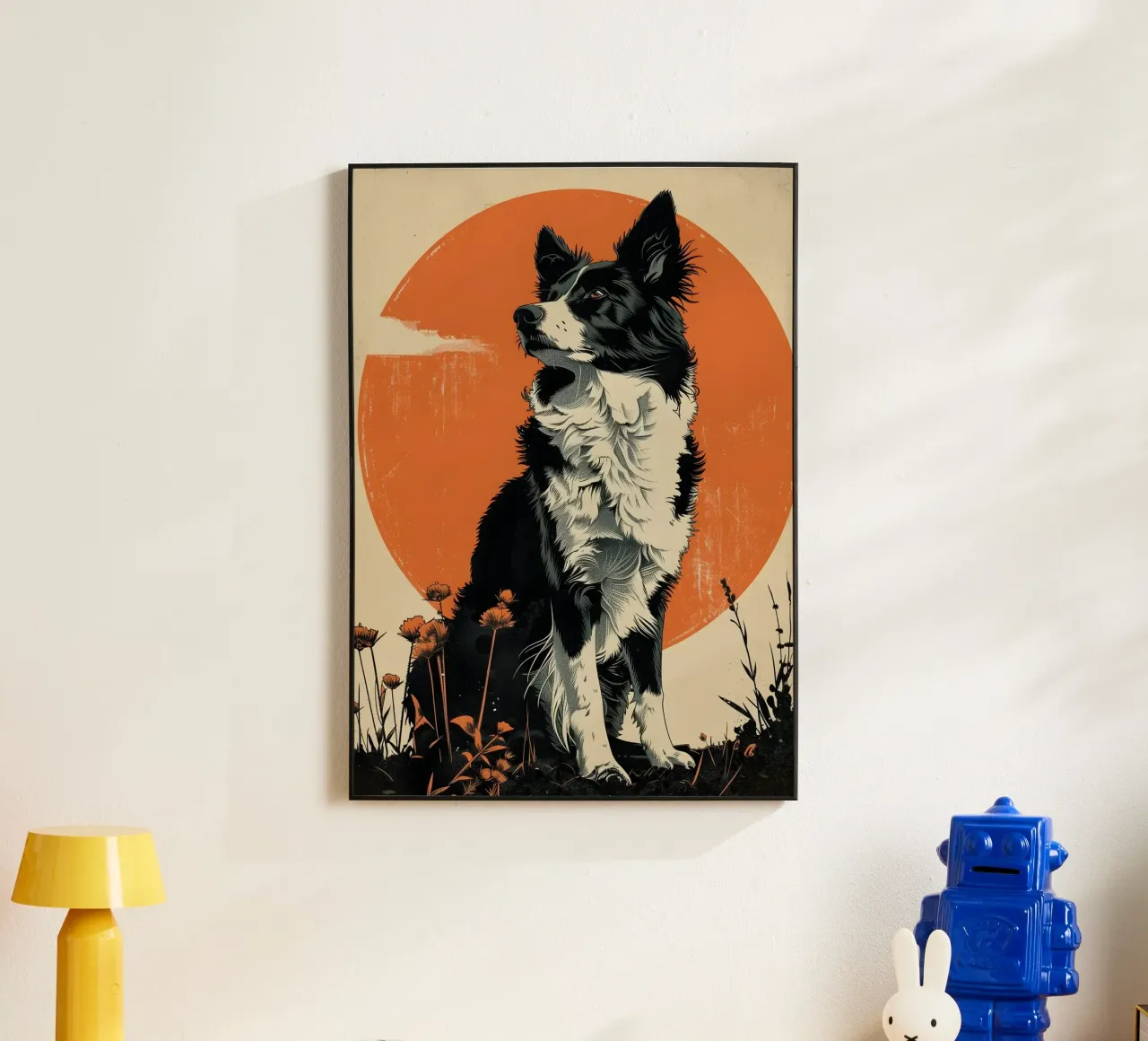 Border Collie Vintage Grafik alluminio dibond da WILD ART