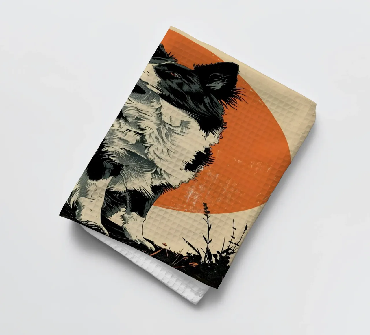 Border Collie Vintage Grafik canovaccio da cucina da WILD ART