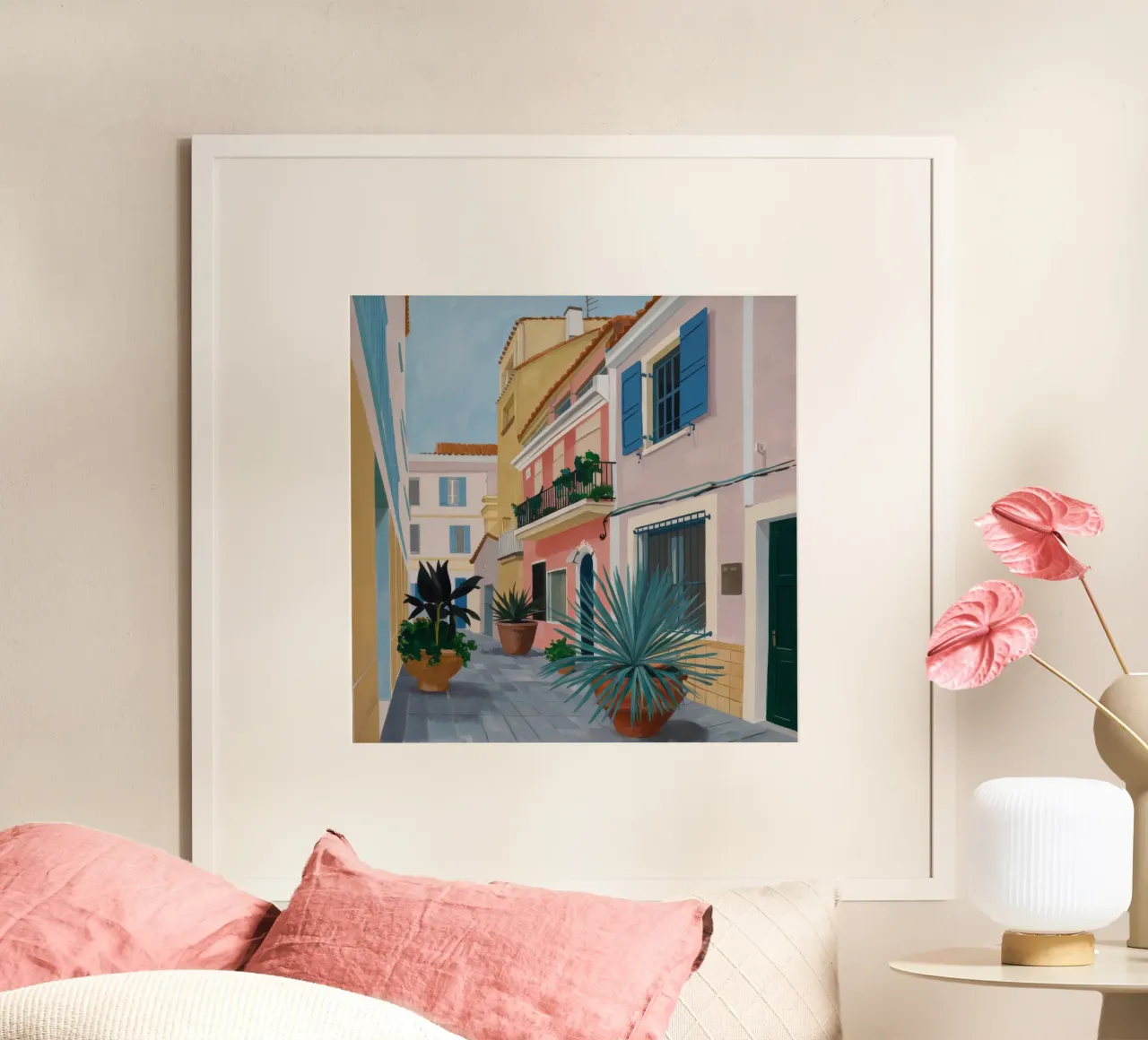 Terracotta Alley Stroll poster con telaio in plastica da Pake Nebula