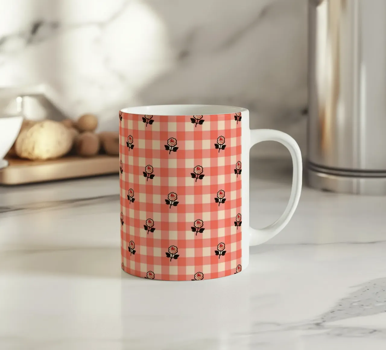Modello di rose in percalle color pesca tazza in ceramica da SilverPegasus