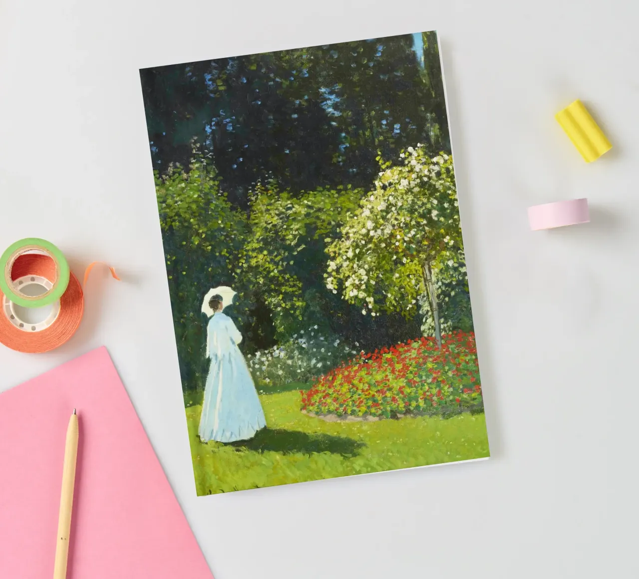 “Lady in the Garden” (1867) by Claude Monet notebook by Venus Art