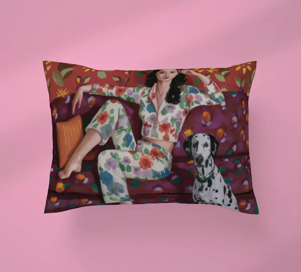 Dalmatian Lounging Elegance decorative cushion by Pake Nebula