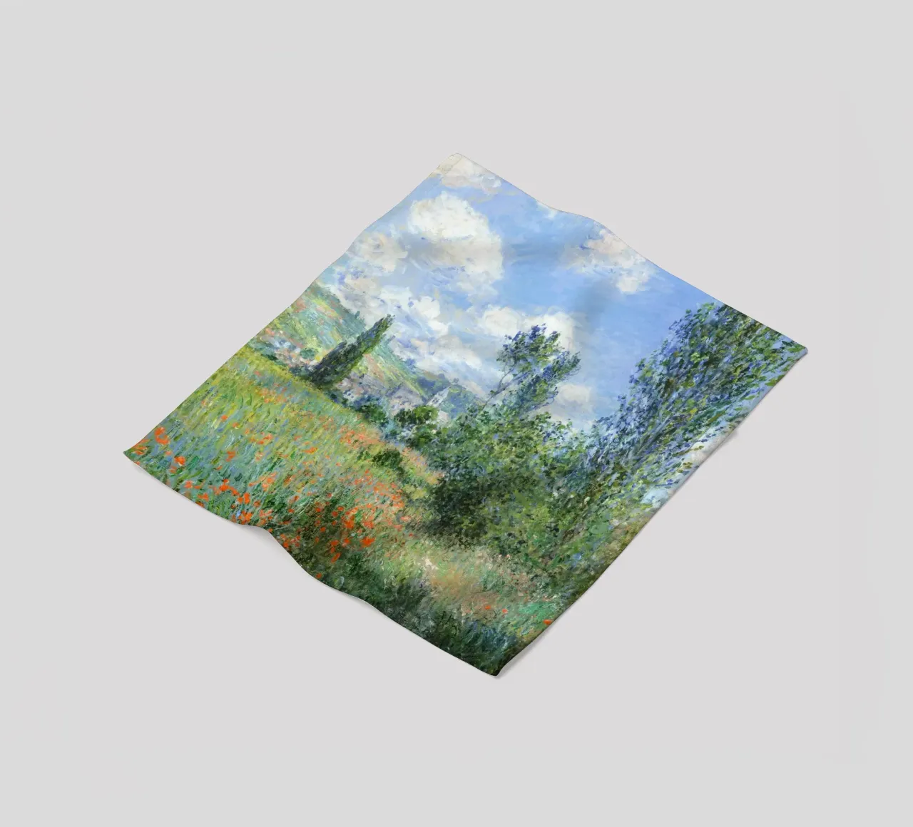 “View of Vétheuil” (1880) by Claude Monet fleece blanket by Classic Art Prints
