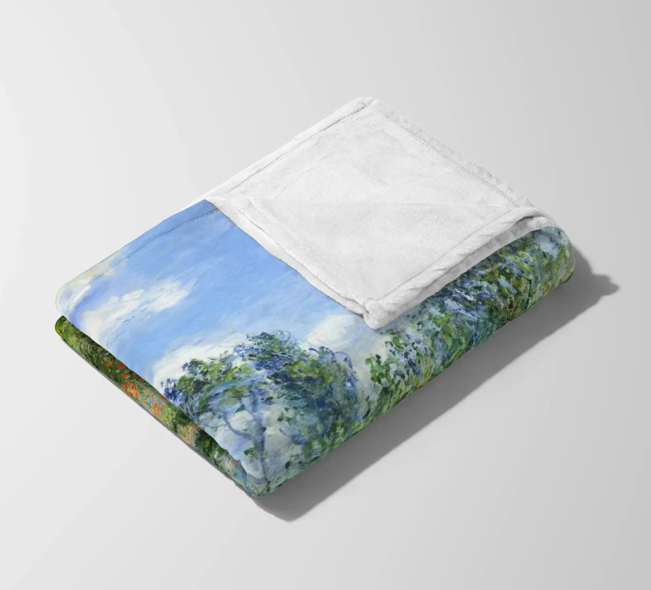 “View of Vétheuil” (1880) by Claude Monet fleece blanket by Classic Art Prints