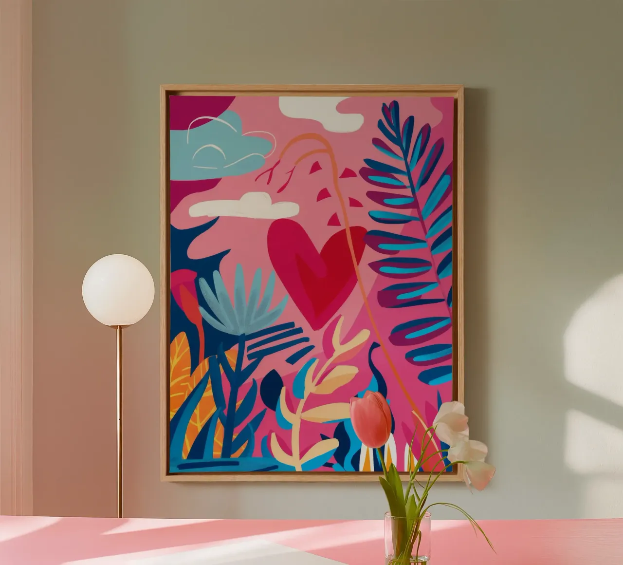 Neon Jungle Rhapsody canvas with Floater frame by Pake Nebula