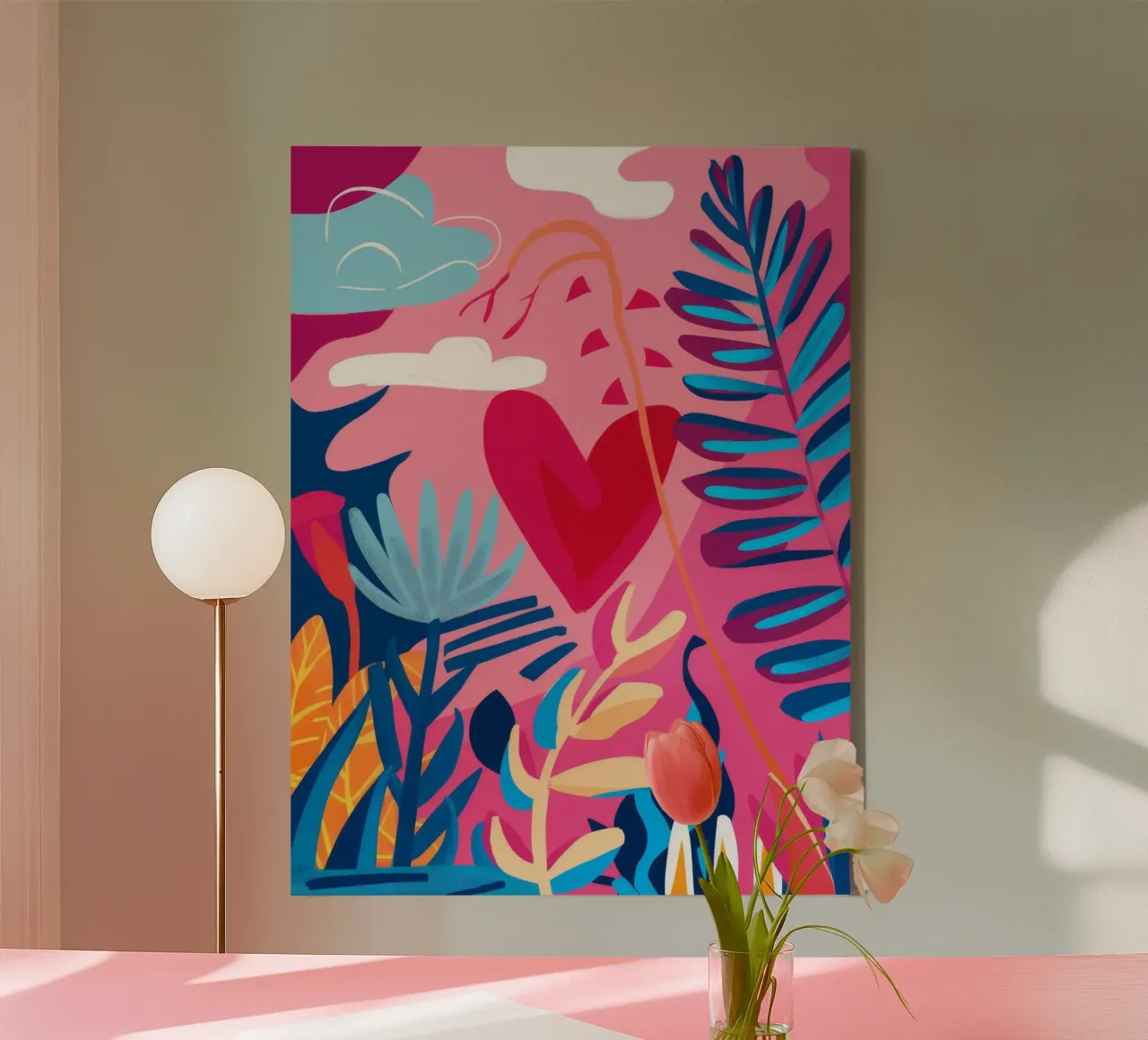 Neon Jungle Rhapsody canvas with Floater frame by Pake Nebula