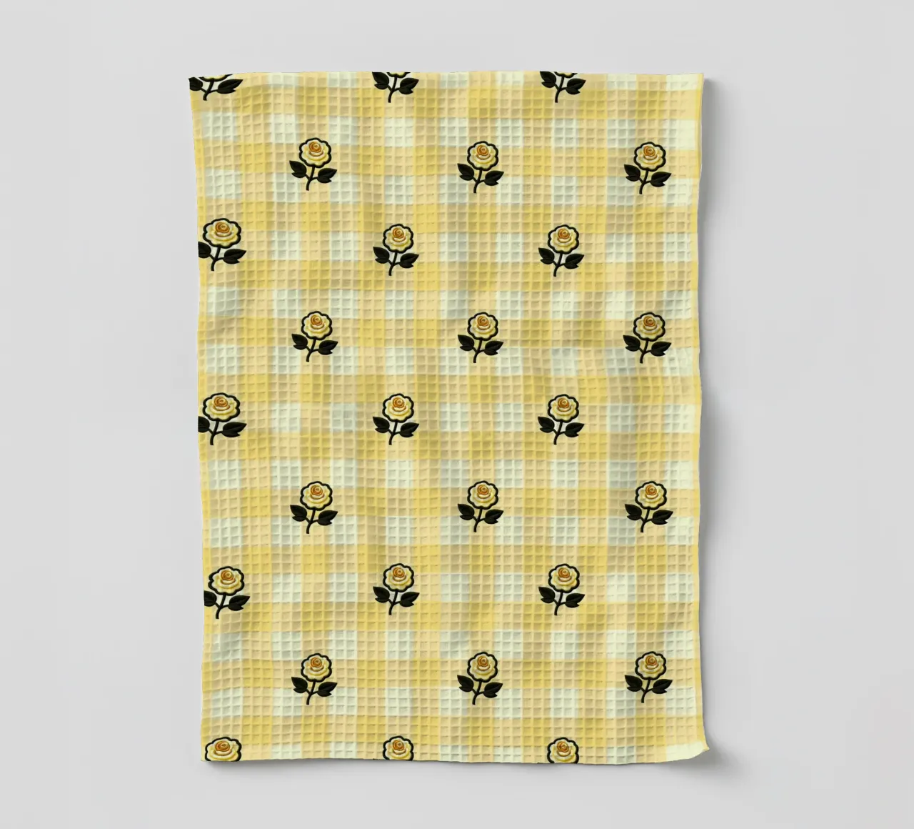 Motif de roses vichy jaune beurre torchon de SilverPegasus