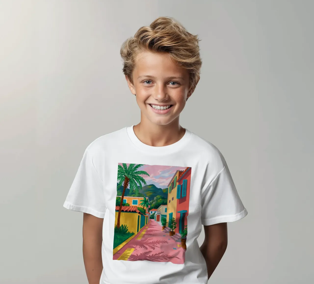 Shadowed Pathway Stroll kids t-shirt by Pake Nebula