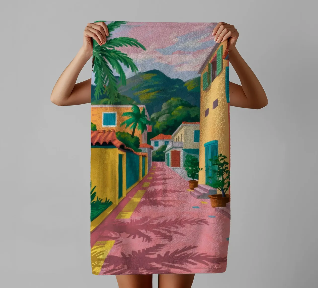 Shadowed Pathway Stroll towel by Pake Nebula