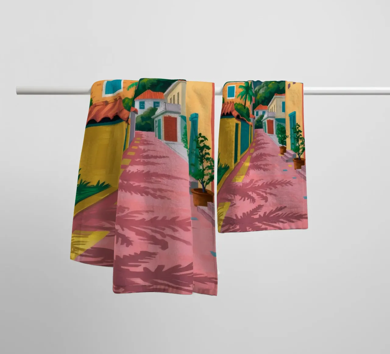 Shadowed Pathway Stroll towel by Pake Nebula