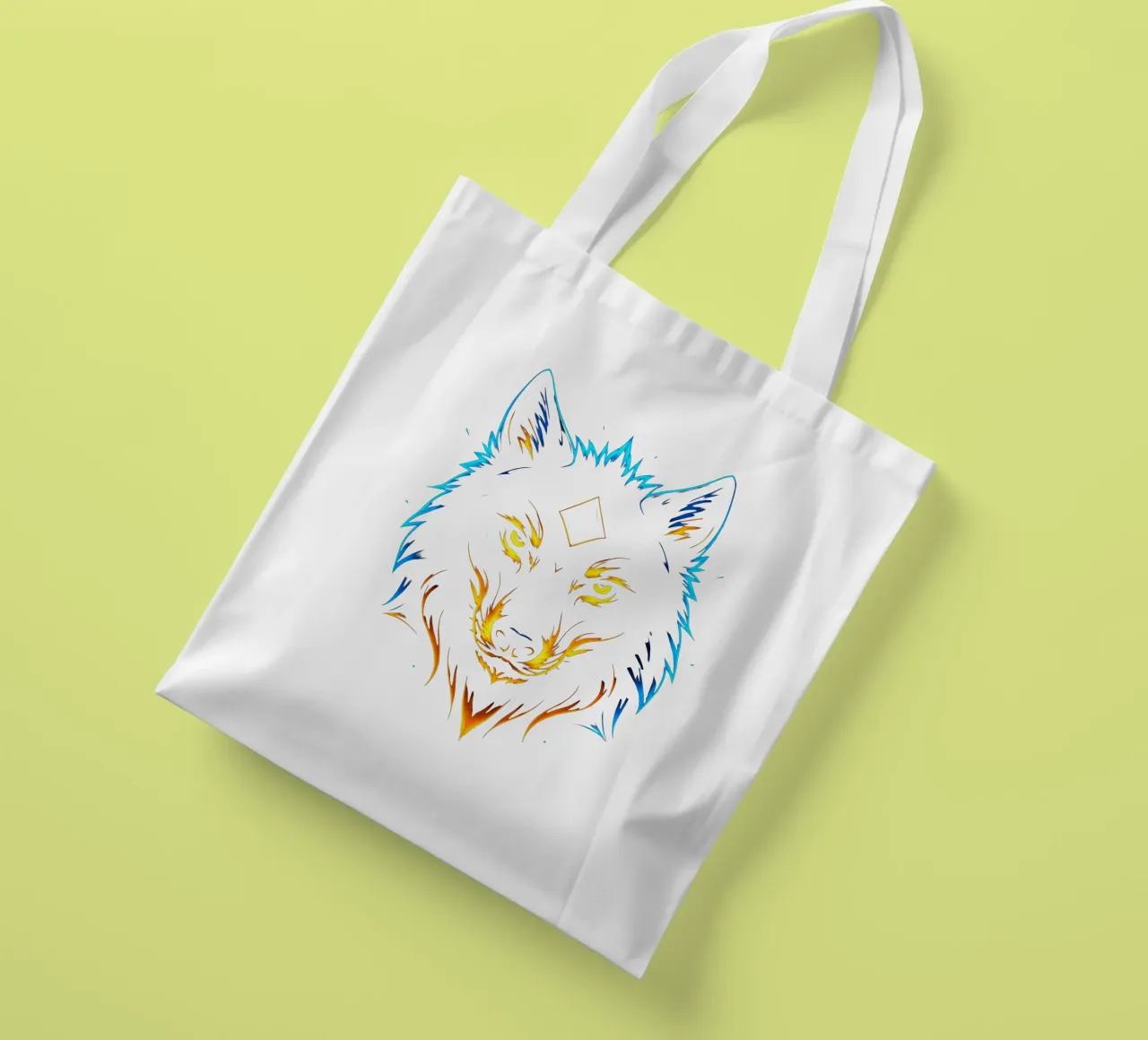 Lobo de llama de neón con diamante místico tote bag de LM2KONE