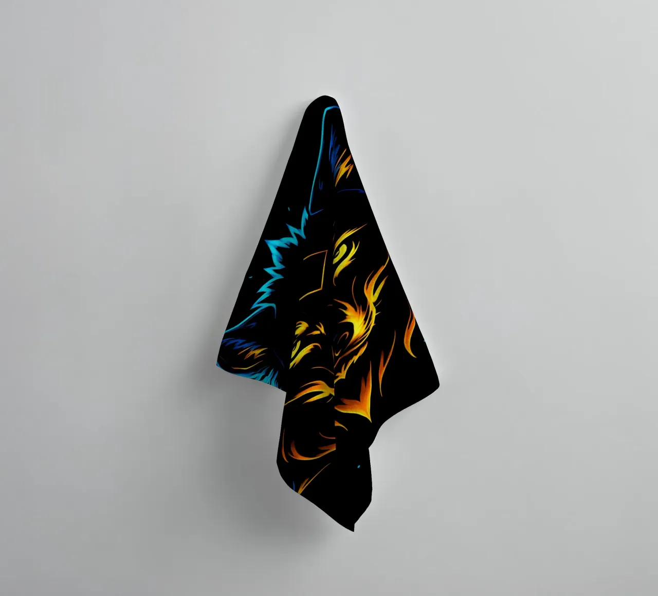 Lupo a fiamma neon con diamante mistico asciugamano da bagno da LM2KONE
