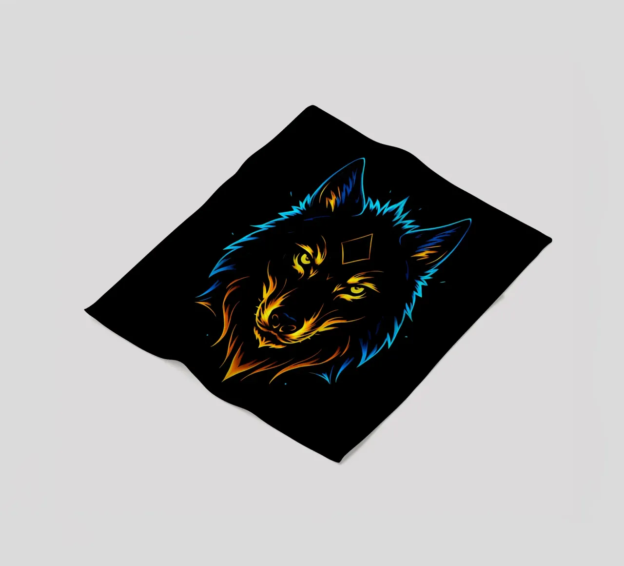 Lupo a fiamma neon con diamante mistico coperta in pile da LM2KONE