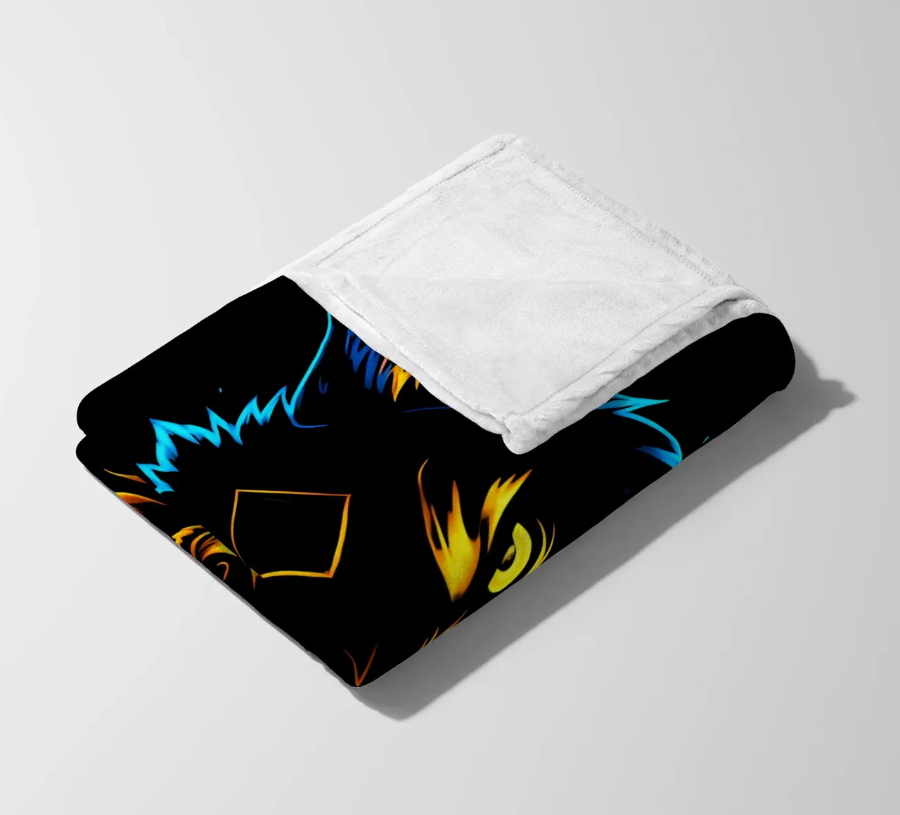 Lupo a fiamma neon con diamante mistico coperta in pile da LM2KONE