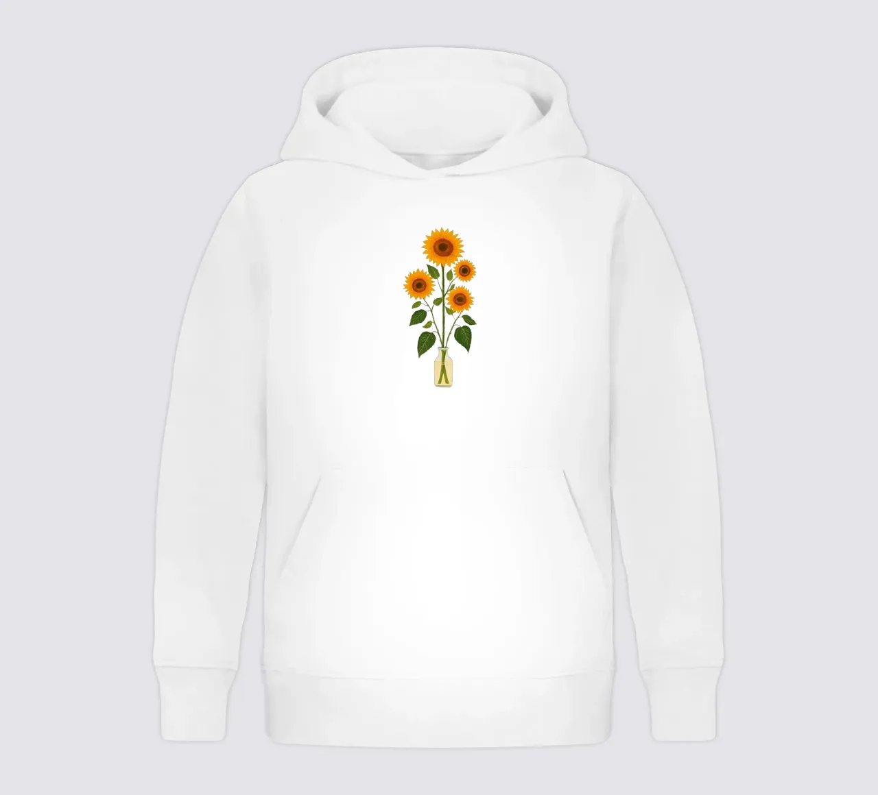 Zonnebloemen in een glazen vaas kinder hoodie van Curious Canvas