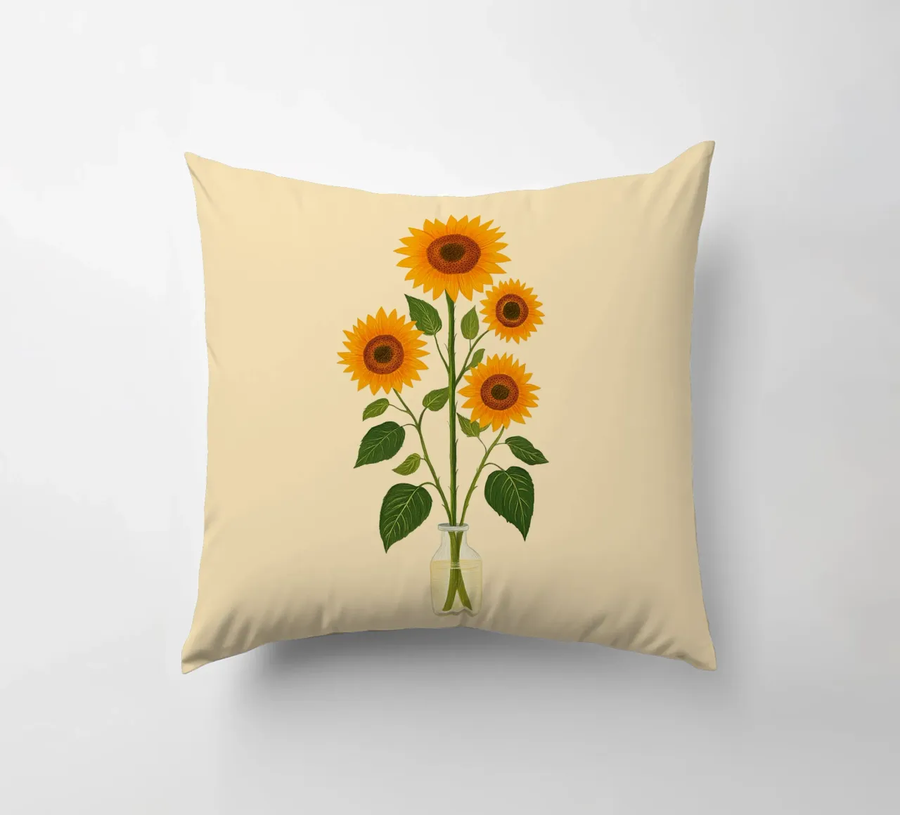 Girasoli in un vaso di vetro cuscino da Curious Canvas
