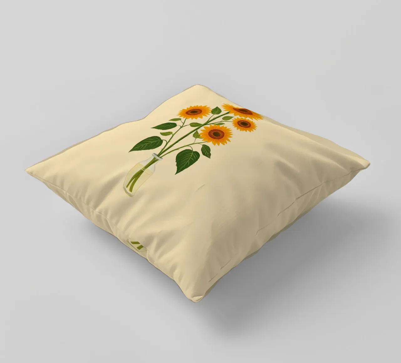 Girasoli in un vaso di vetro cuscino da Curious Canvas