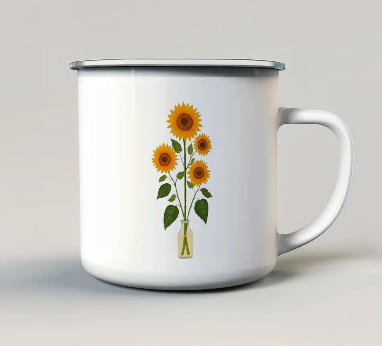 Girasoli in un vaso di vetro tazza in smalto da Curious Canvas