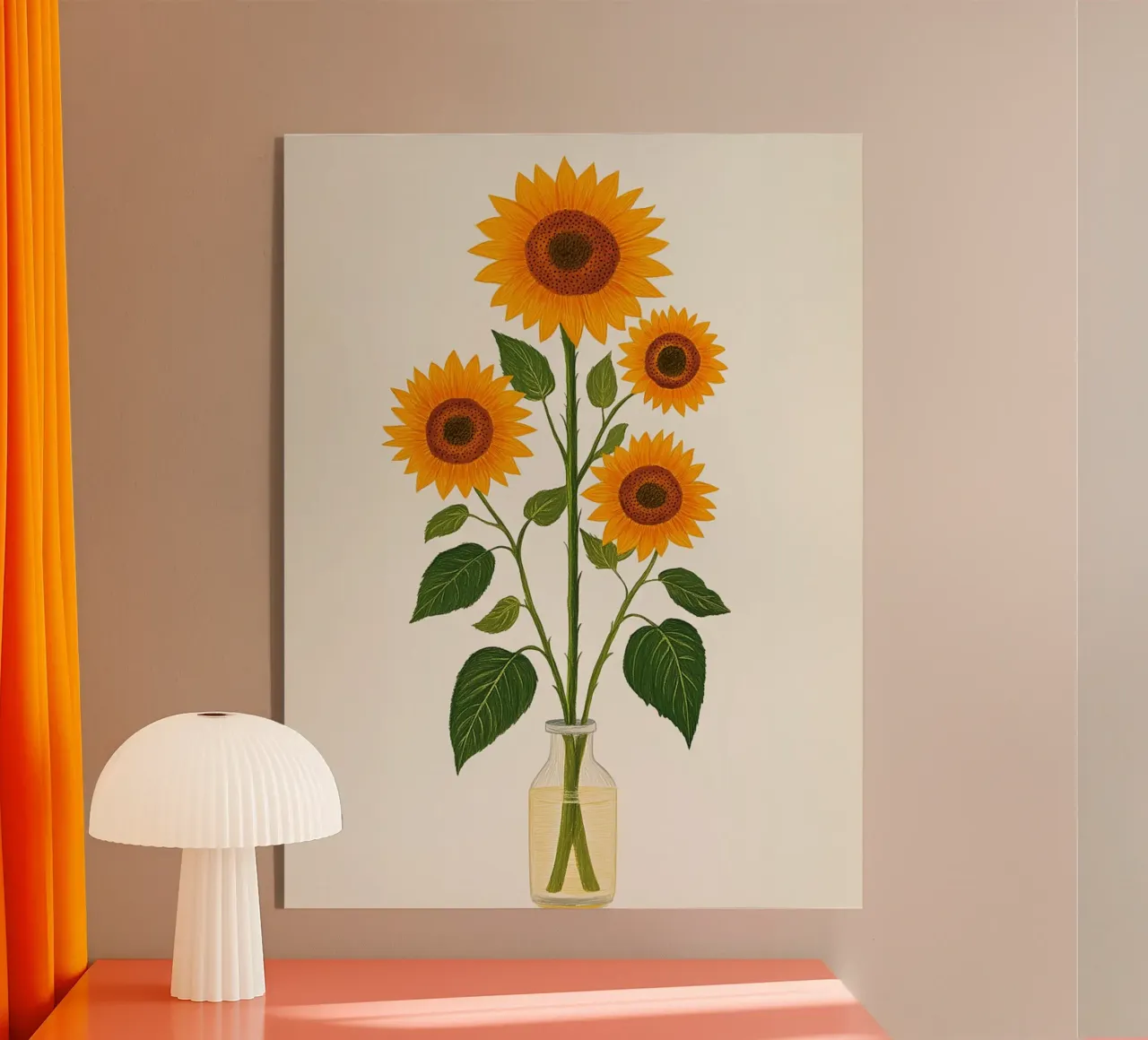 Sunflowers in a glass vase acrylic glass by Curious Canvas