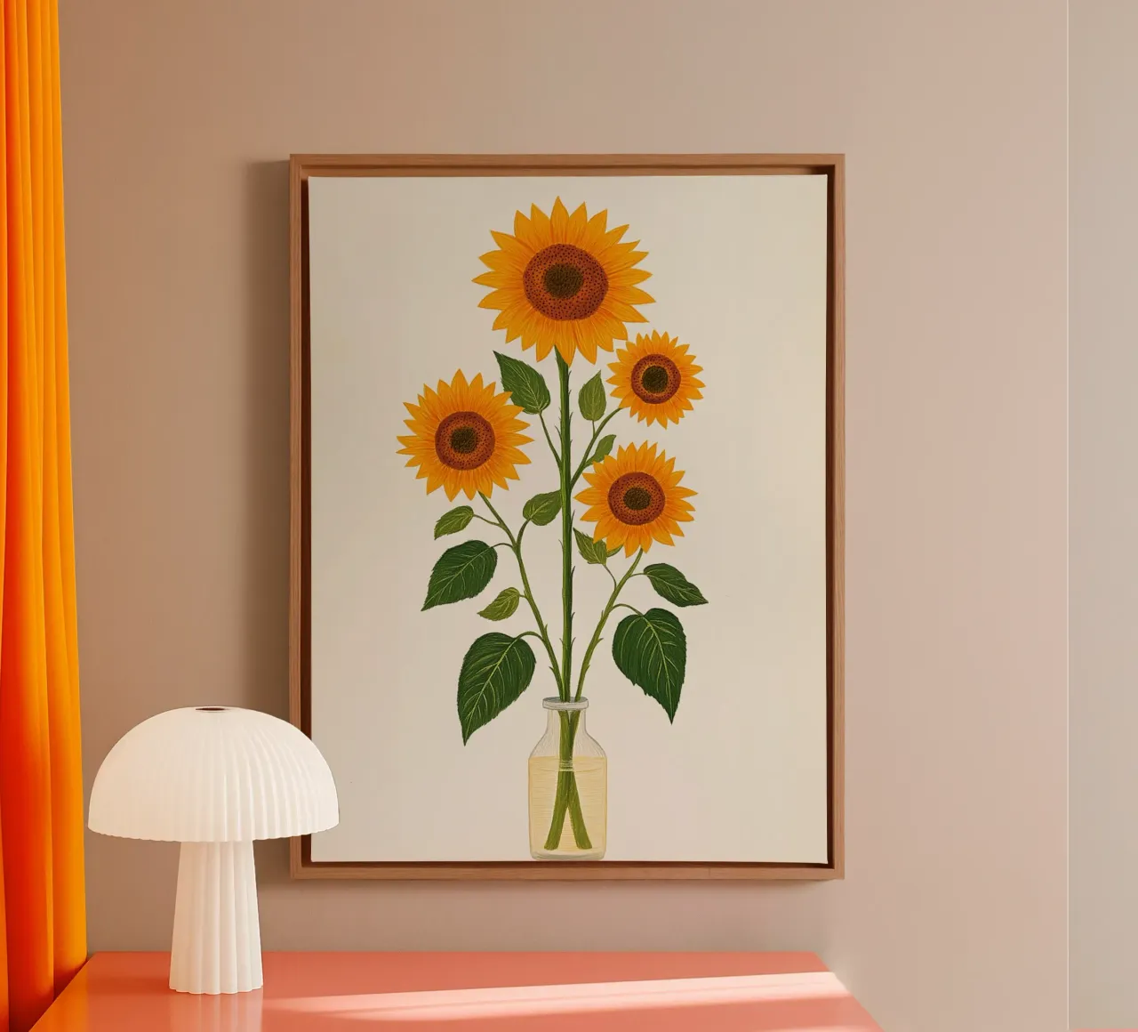Girasoli in un vaso di vetro tela con Cornice a cassetta da Curious Canvas