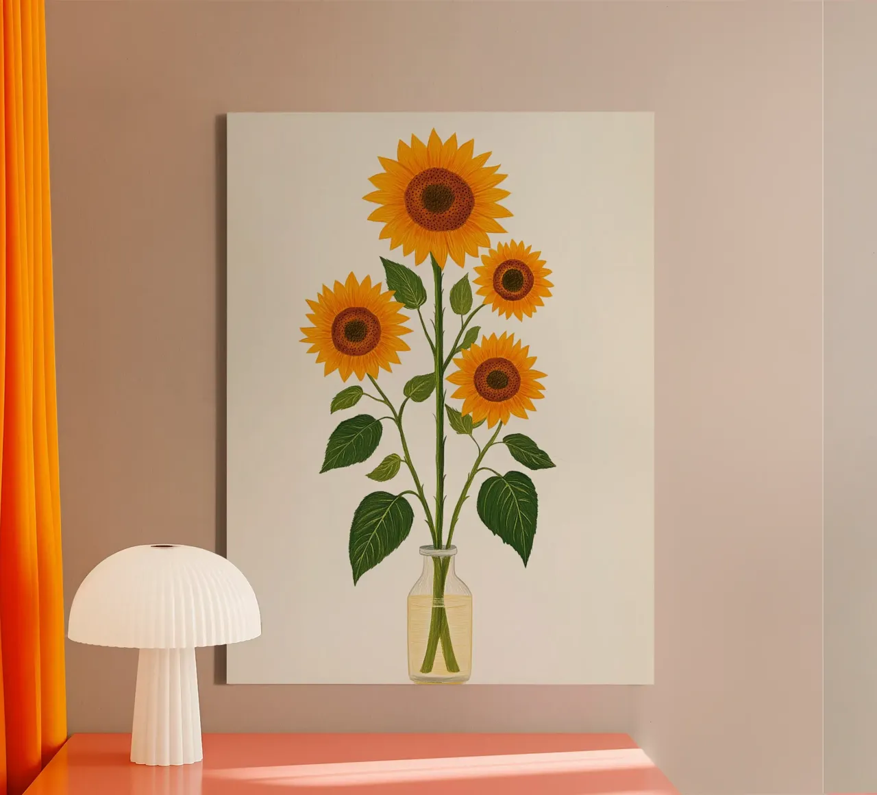 Girasoli in un vaso di vetro tela con Cornice a cassetta da Curious Canvas