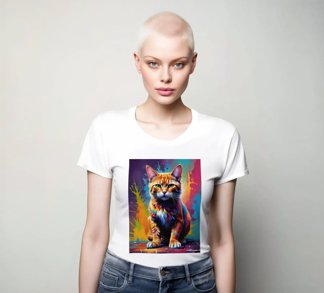 Cat Color Whiskers women's fitted t-shirt by MakArena